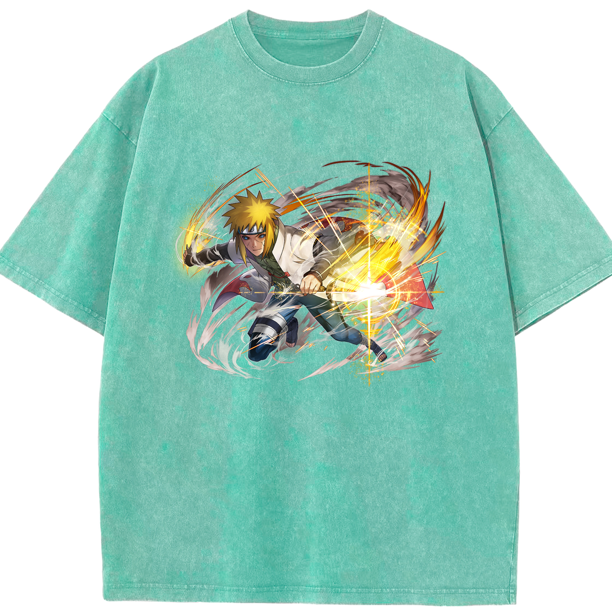 （画像用） NARUTO -ナルト- 波風 ミナト Namikaze Minato 綿100% ヴィンテージ風 半袖Tシャツ（フロントプリント）